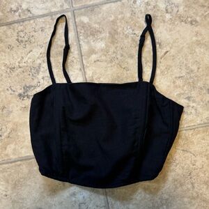 Women’s Like New Midnight Sky Linen Blend Crop Top with Adjustable Straps Small